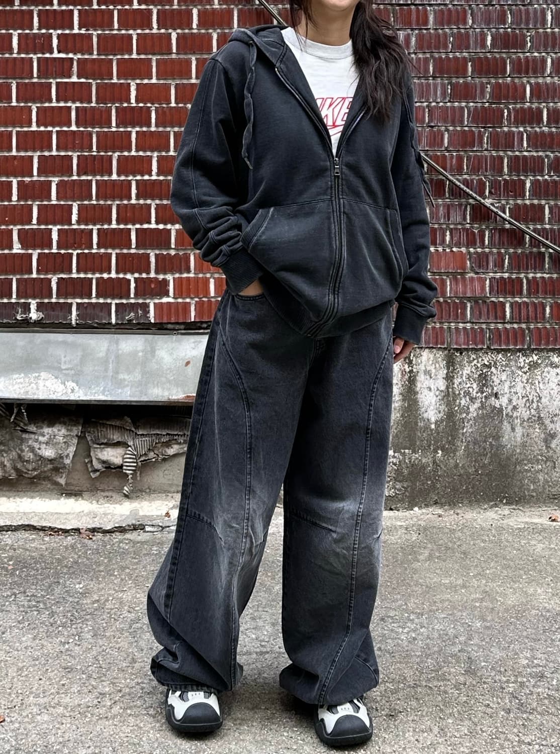 나이키 리버시블 바막 나이키 맨투맨 버카루 후집 흑청 팬츠 코디세트 상품이미지7