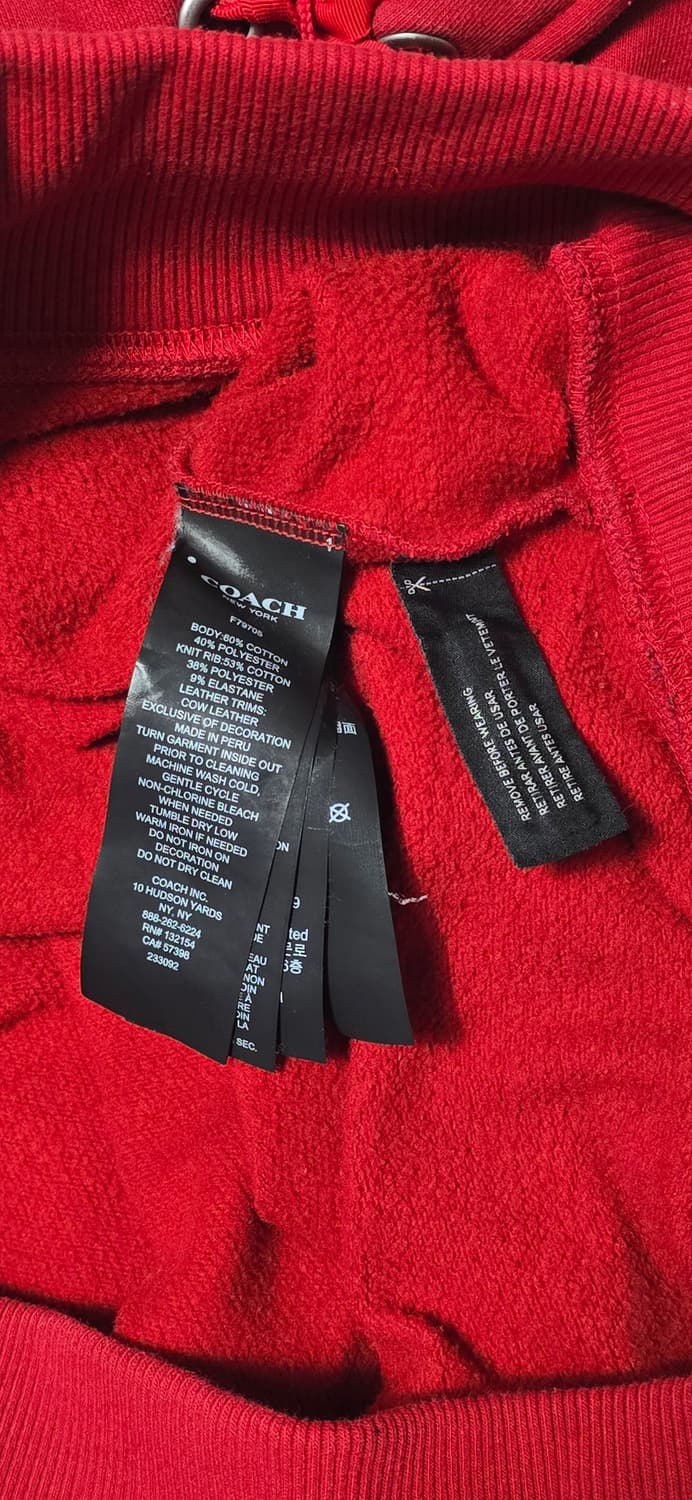 코치 레드 로고 후드티 S 상품이미지4