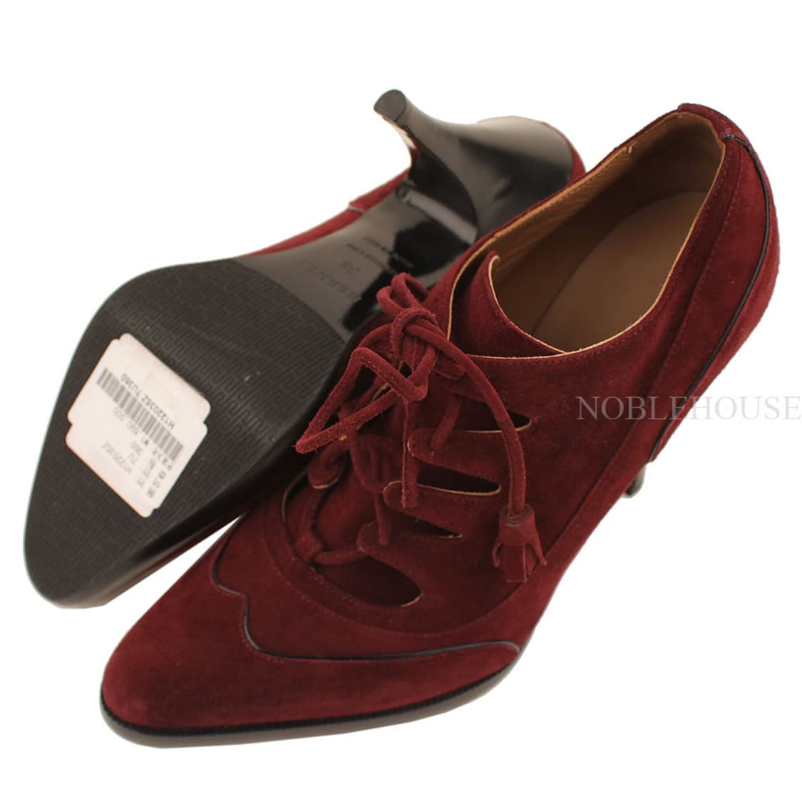 에르메스 버건디 스웨이드 레이스업 부티 36 상품이미지4