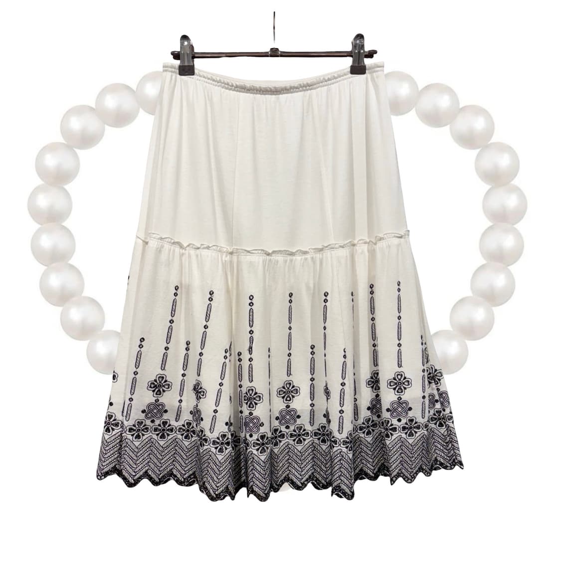 HIROKO BIS 히로코비스 텐셀 자수 펀칭 미디스커트 로판 공겜여주 상품이미지1