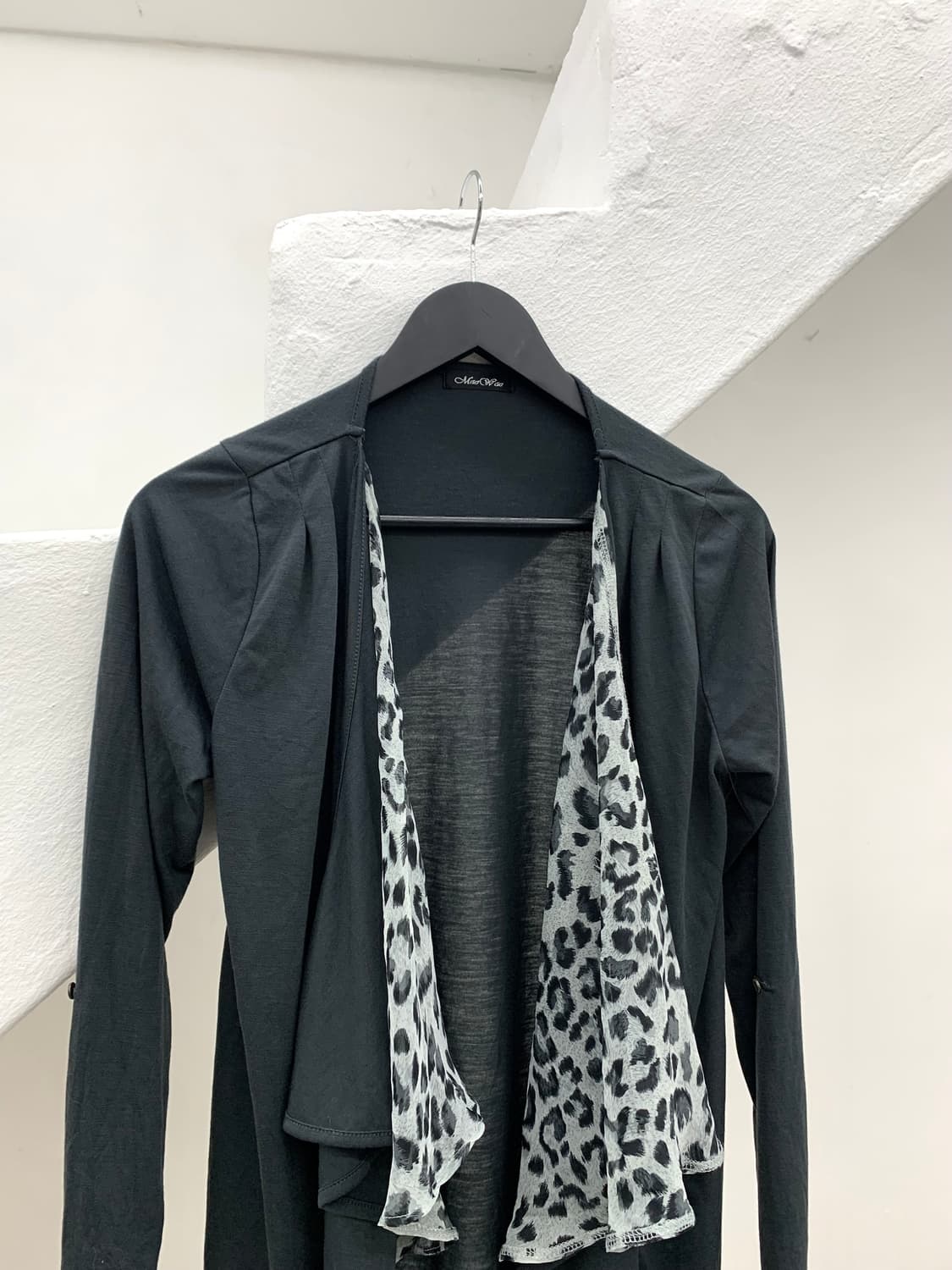 Leopard detail draped cardigan   상품이미지5