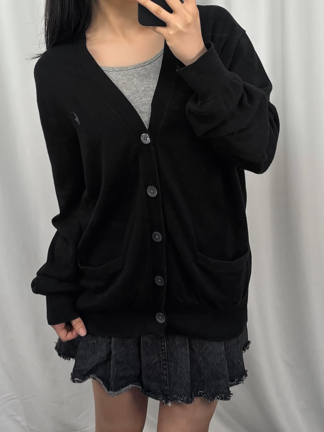 폴로 블랙 피마 코튼 브이넥 가디건 상품이미지2