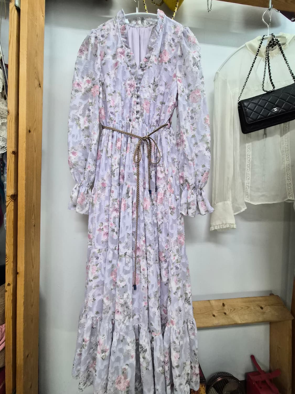 SJSJ 라벤더 플로럴 쉬폰 롱 원피스 상품이미지2