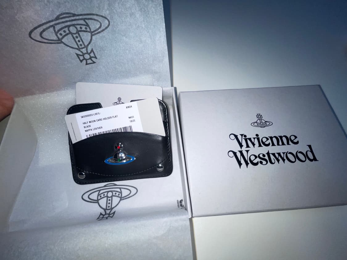 비비안웨스트우드 나파 레더 하프 문 카드 지갑 홀더 블랙 상품이미지6