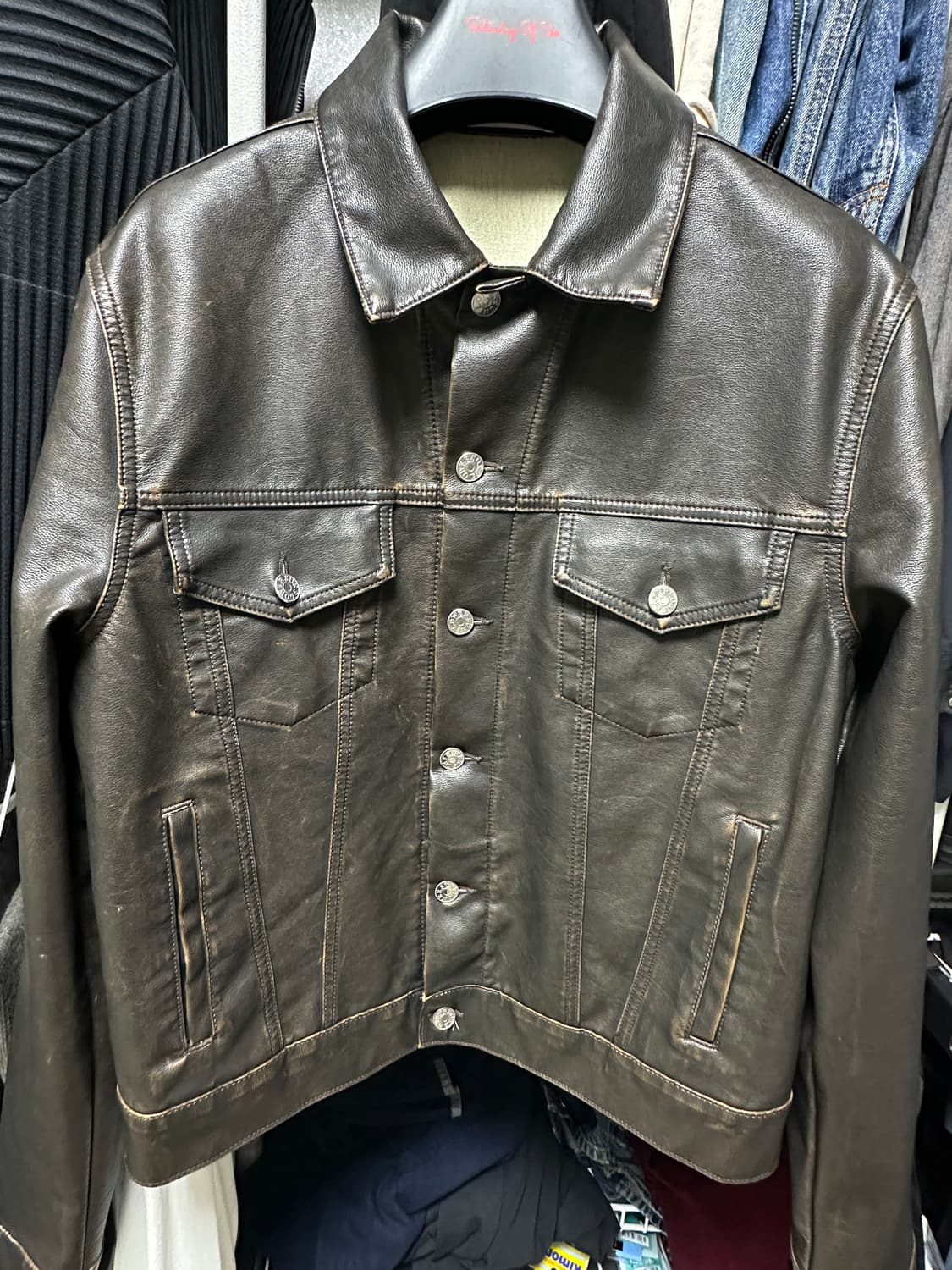 [L] 선플라워 레더 트러커 자켓 상품이미지8