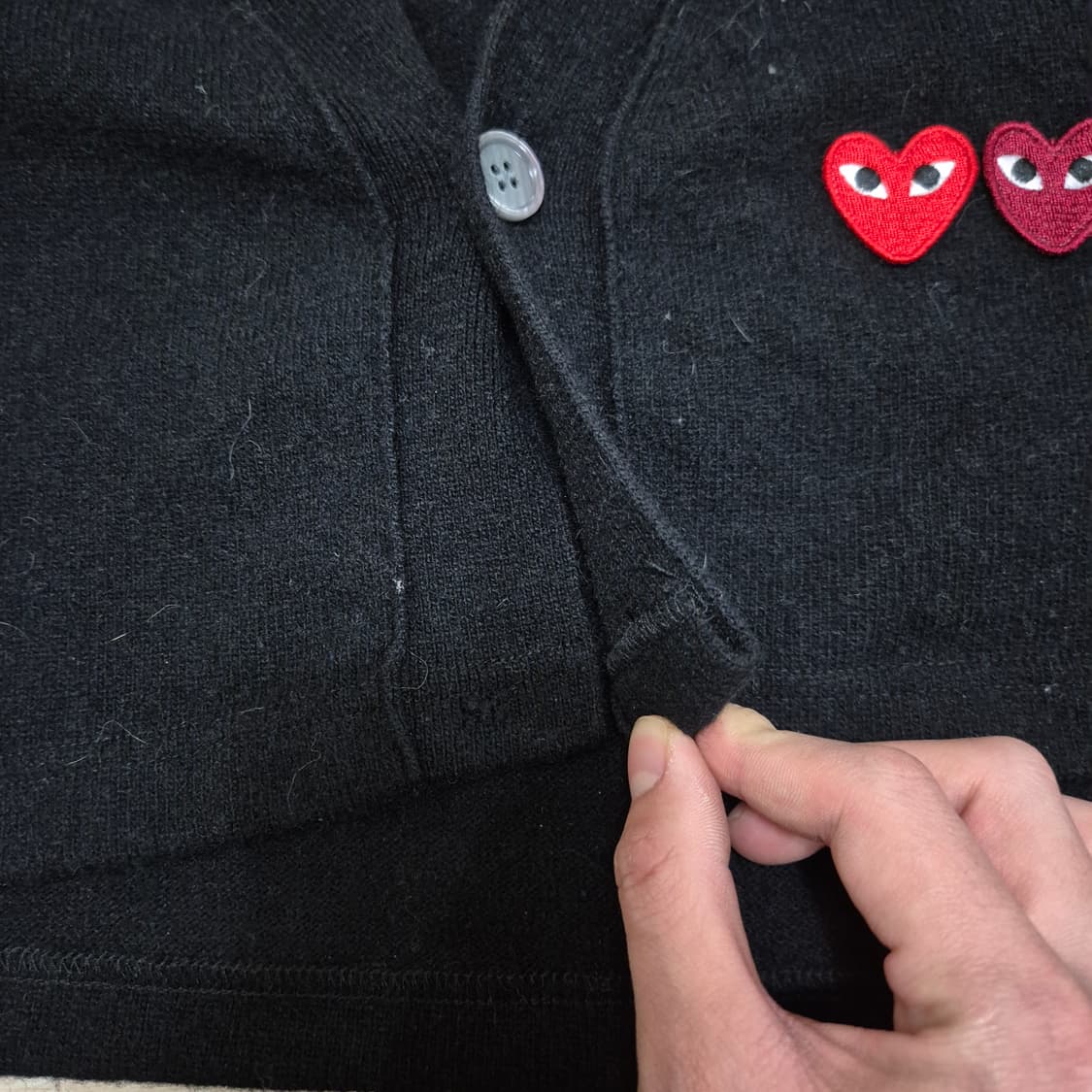 꼼데가르송 여성 더블 하트 와펜 크롭 가디건 M(95) 상품이미지4