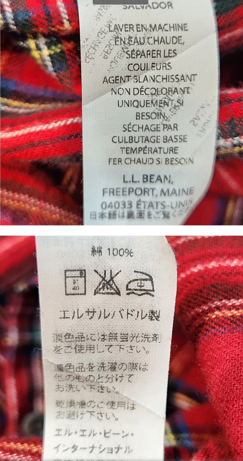 LL BEAN 엘엘빈 코튼 플라넬 체크 카라 셔츠 상품이미지10