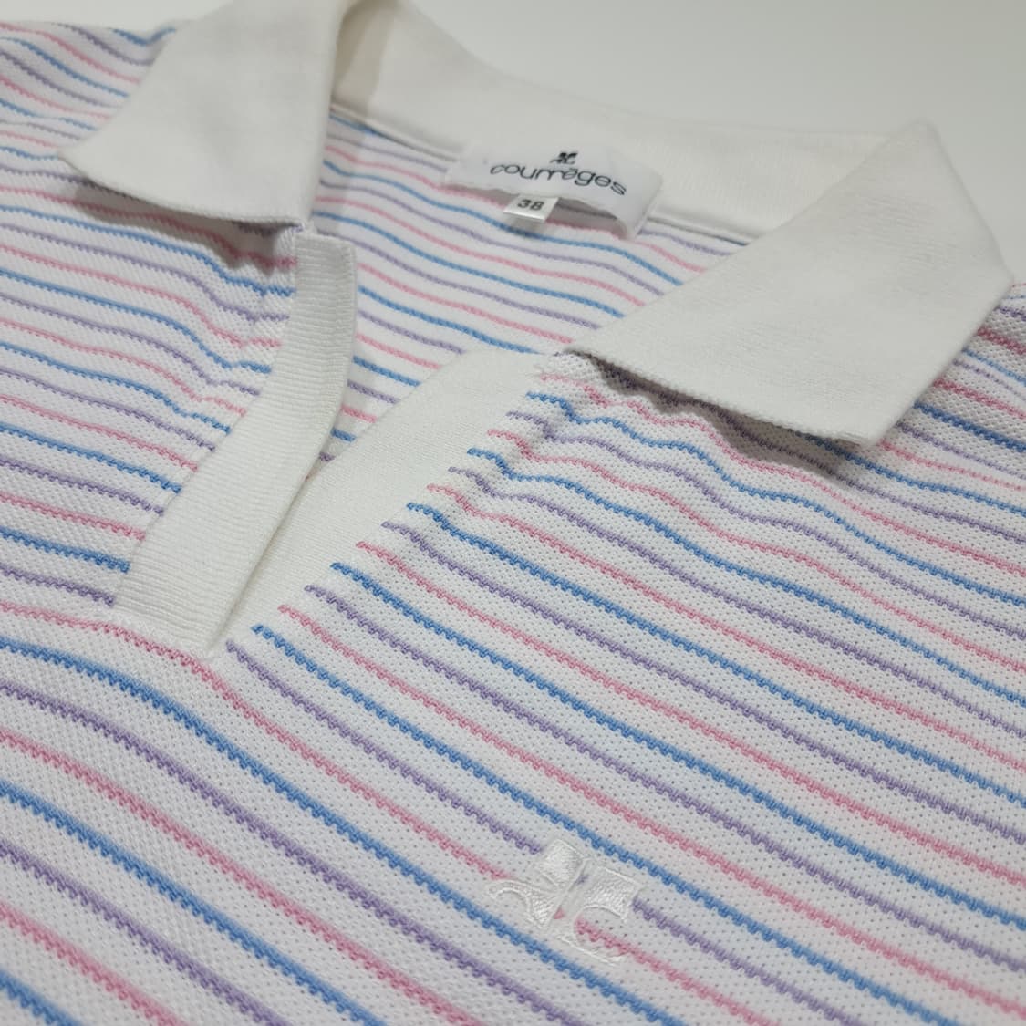 CK117 M 꾸레쥬 일본판 멀티 스트라이프 오픈칼라 티셔츠 상품이미지4