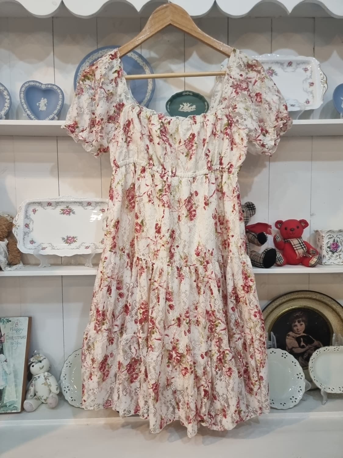 LIZ LISA(리즈리사) 로즈레이스 퍼프소매 셔링원피스 상품이미지7