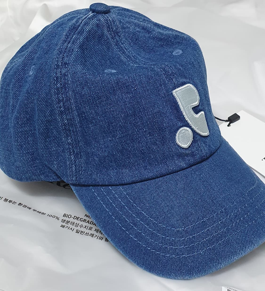 화이트 블루 진청 레스트앤레크레이션 데님 볼캡 모자   상품이미지4