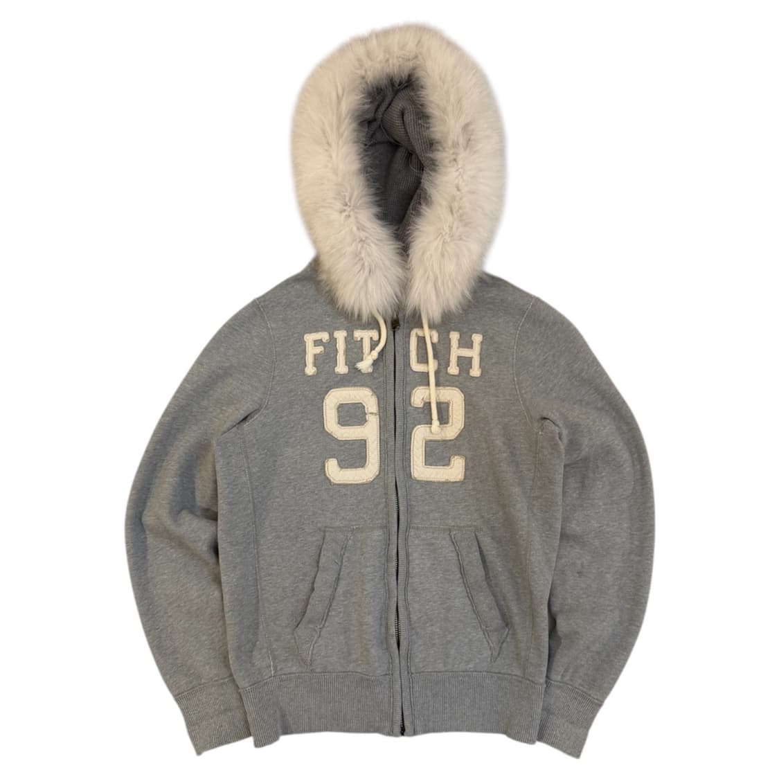 아베크롬비 Y2K 울프죠 폭스 퍼 후드집업 그레이 상품이미지1