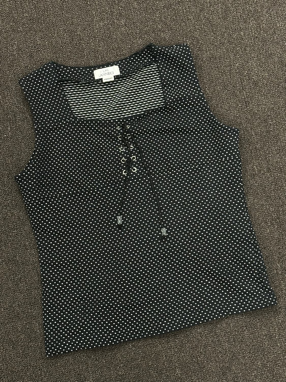 M)재패니즈 빈티지 코르셋 블랙 도트 슬리브리스 상품이미지1