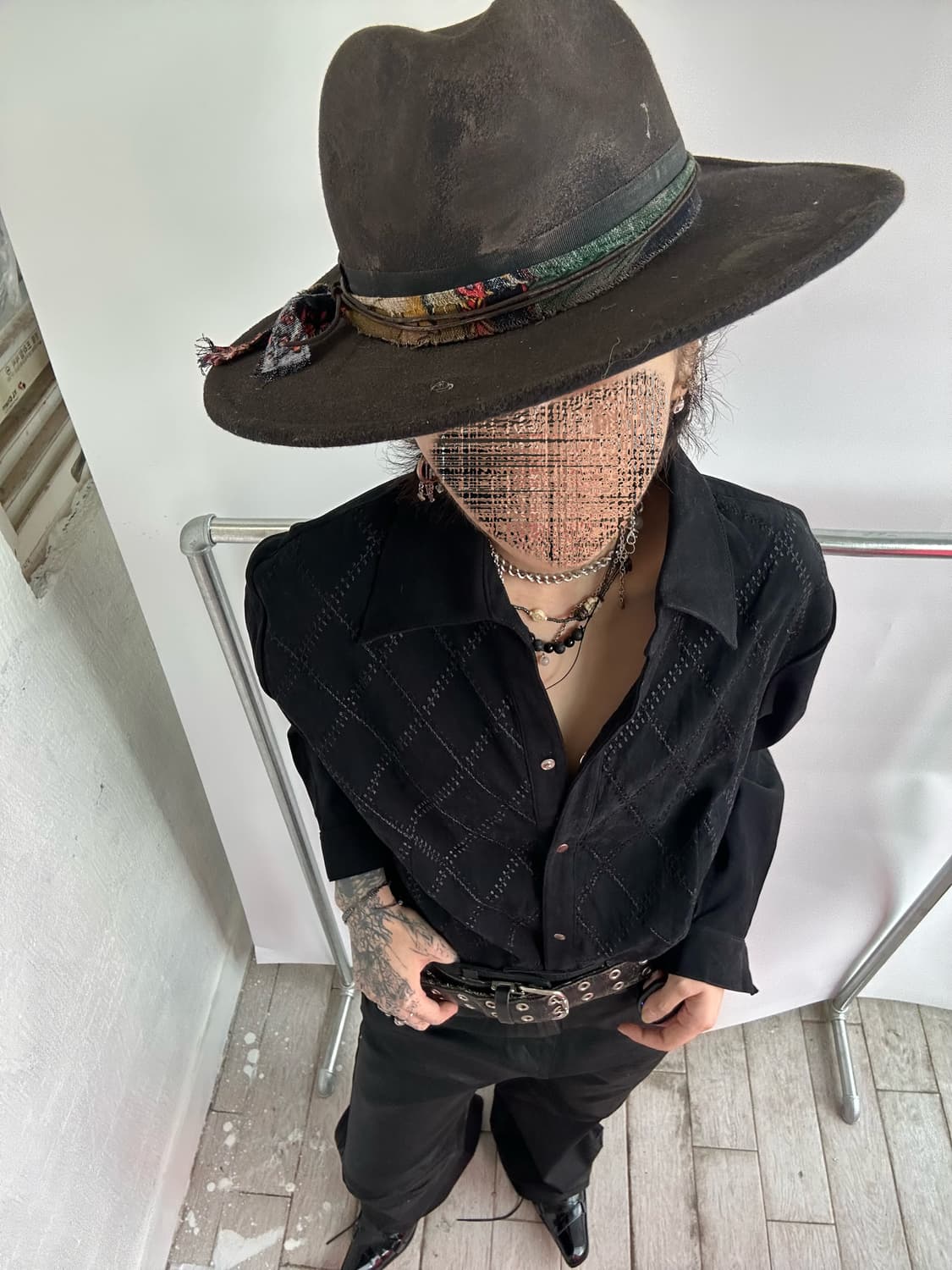 gothic style argyle pattern shirt   상품이미지2