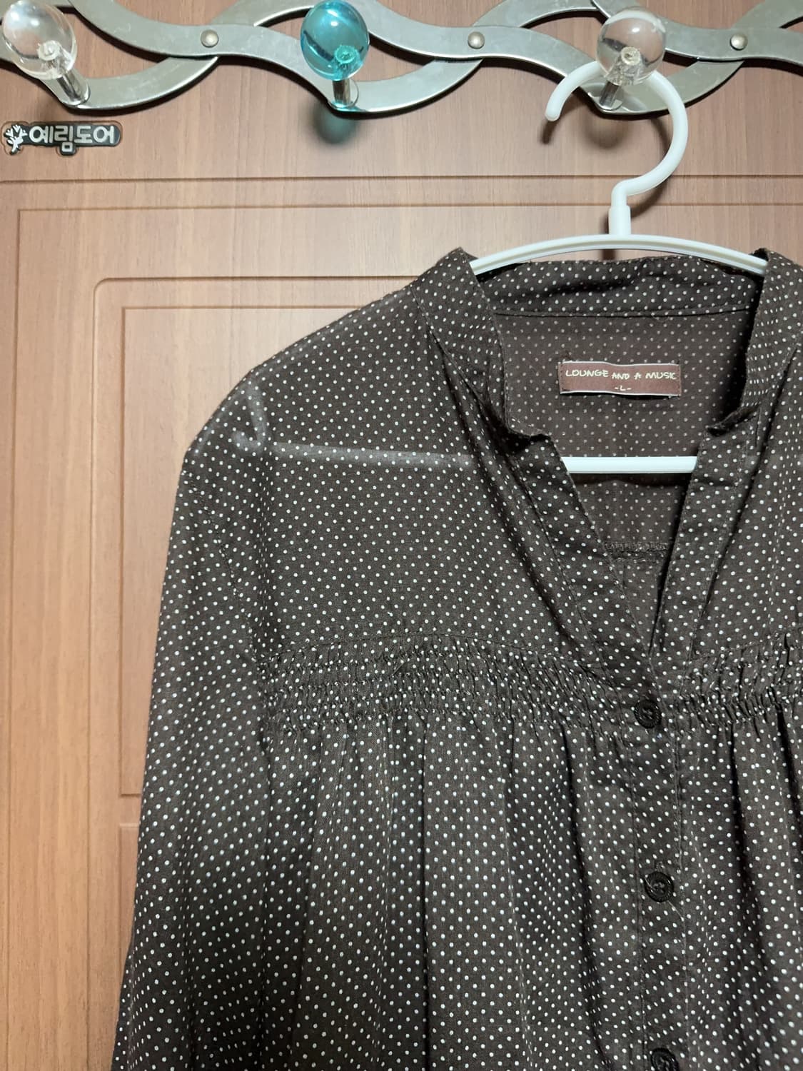 모리걸 하구미 일본 빈티지 브라운 도트 셔츠 스트라이프 반팔 티셔츠 상품이미지5