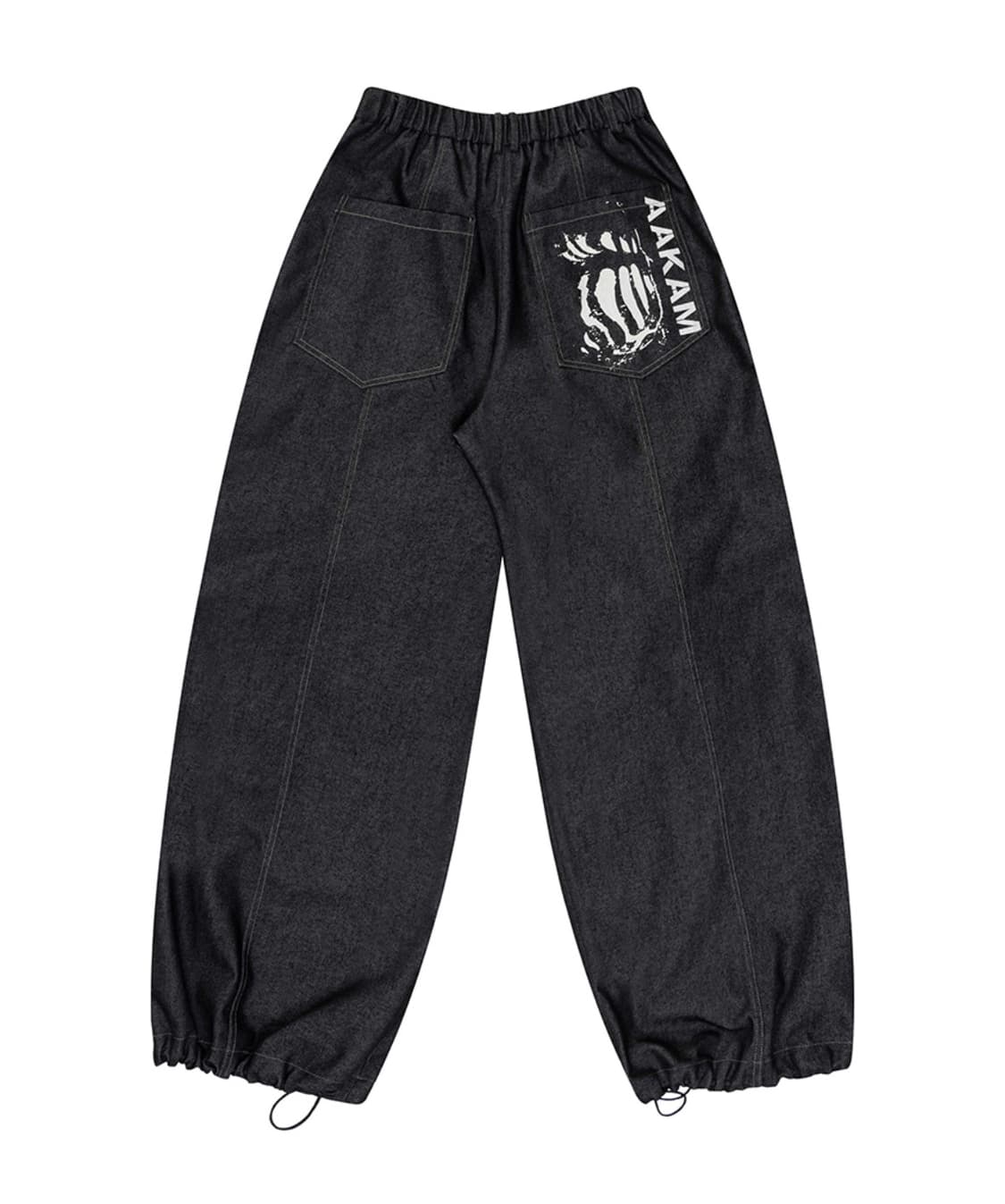 아캄 Knee Pin-tuck Printed Denim Pants 블랙 상품이미지2