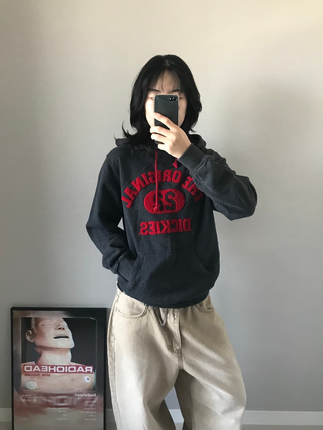 디키즈 중앙 자수로고 차콜 후드티 상품이미지2