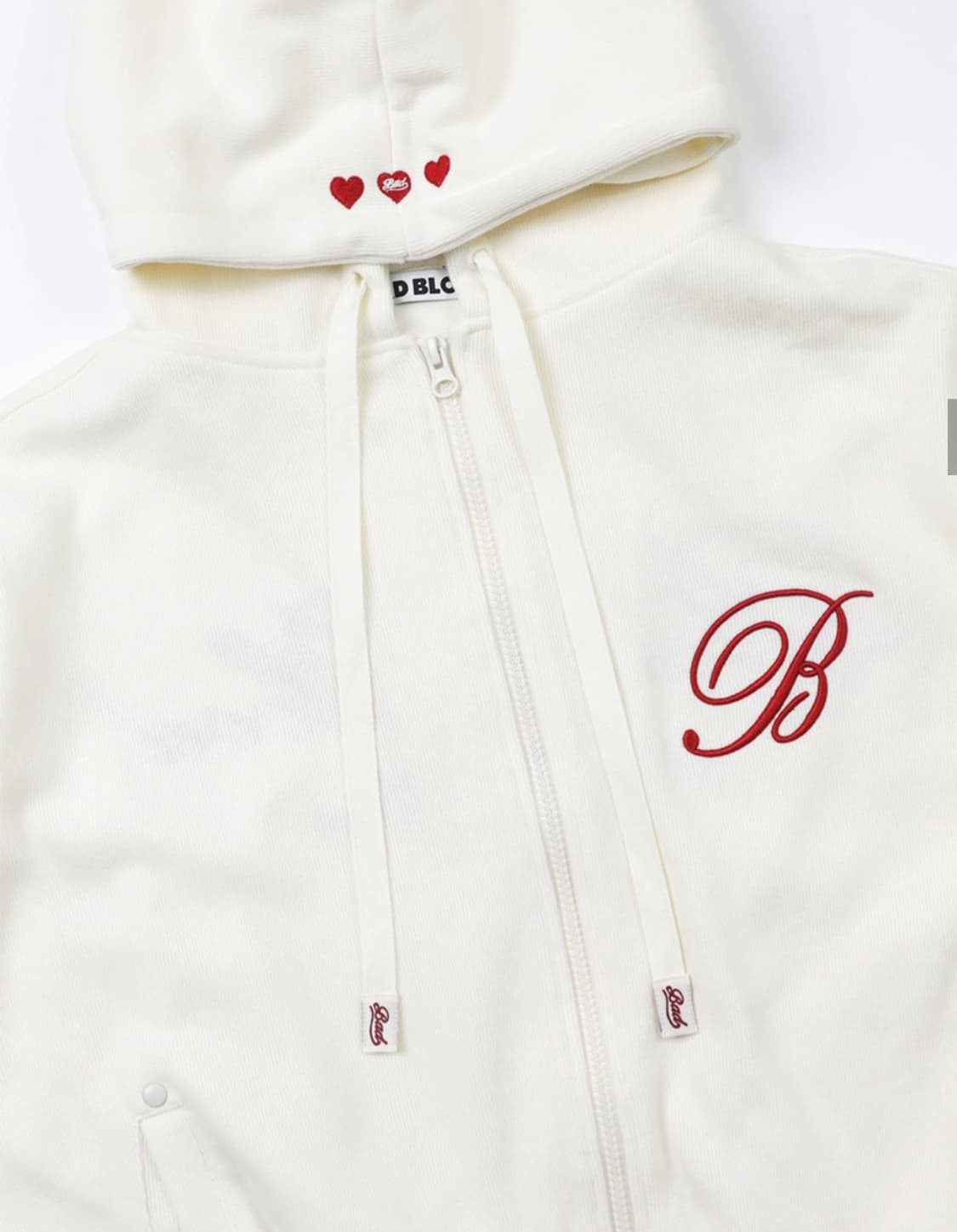 배드블러드 클래식 로고 후드집업 크림화이트 상품이미지6