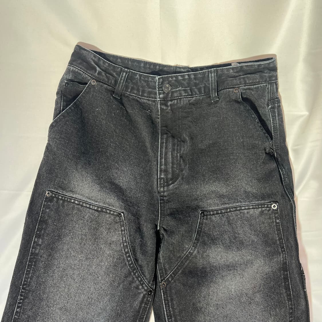 [XL]PIECE WORKER 피스워커 블랙 더블니 카펜터 데님 팬츠 상품이미지2