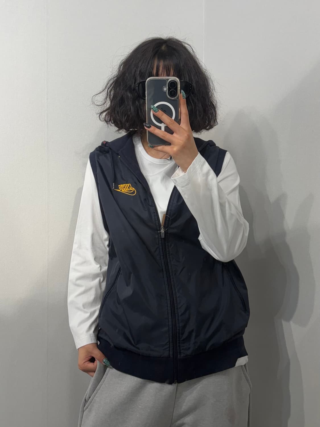 L 나이키 팀 올드스쿨 후드 나일론 조끼 집업 네이비 상품이미지1