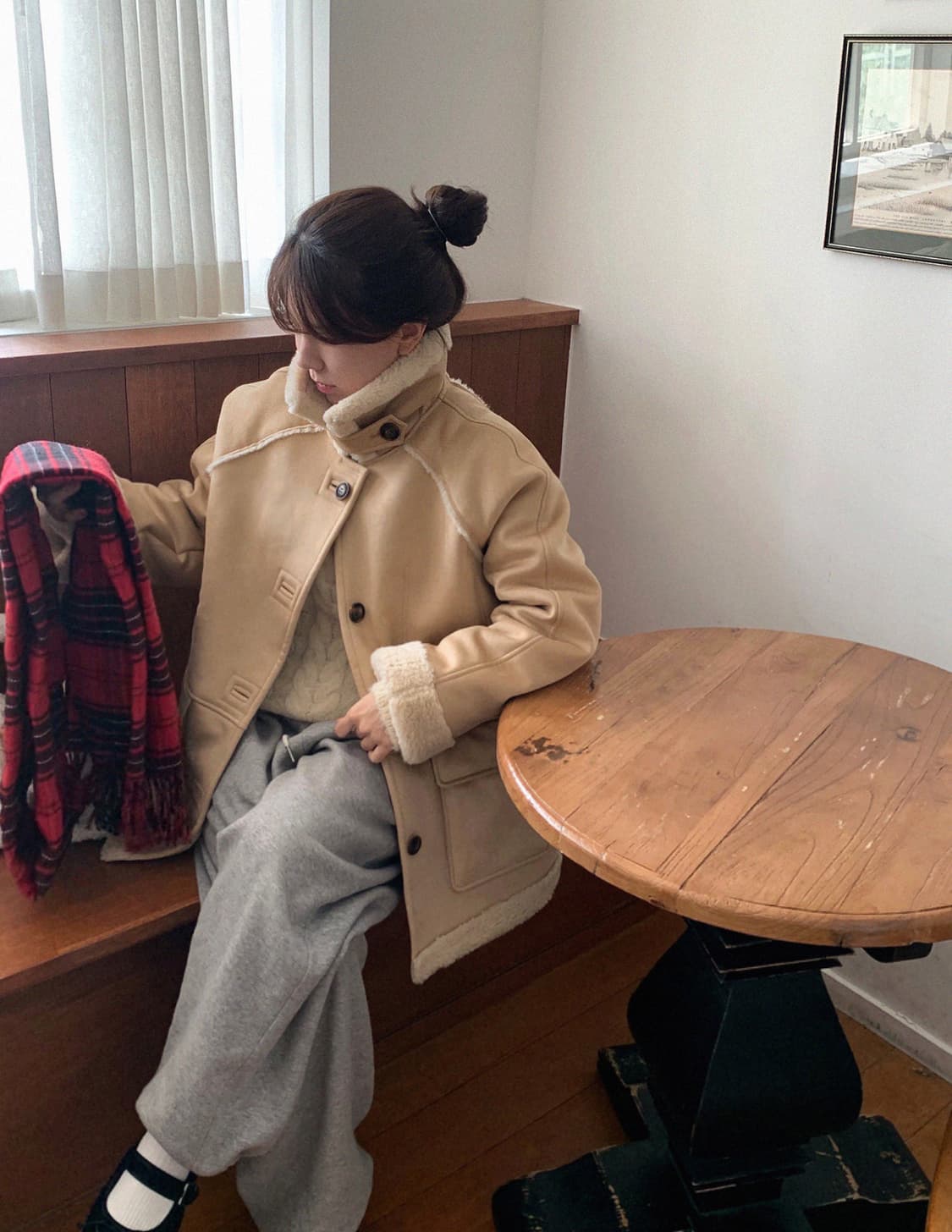 키뮤어 무스탕 하프코트_베이지 상품이미지1