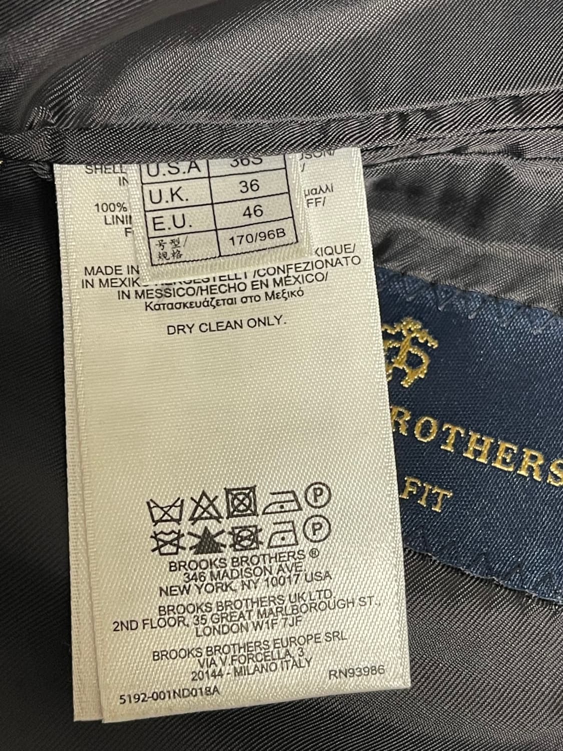 브룩스 브라더스 리젠트 핏 울 헤링본 자켓 36S(95) 상품이미지8