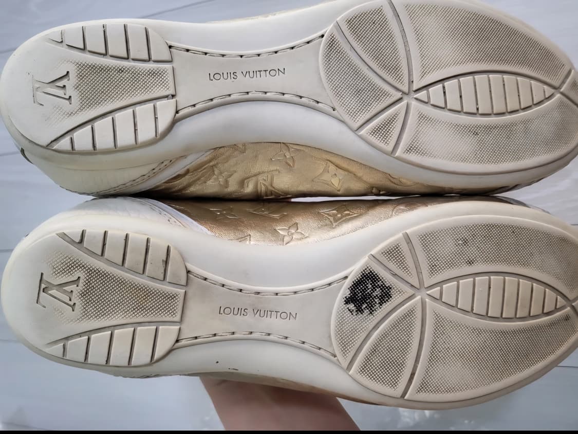 세일!!(정품)루이비통 여성 가죽 스니커즈 아이보리/골드 230 상품이미지6