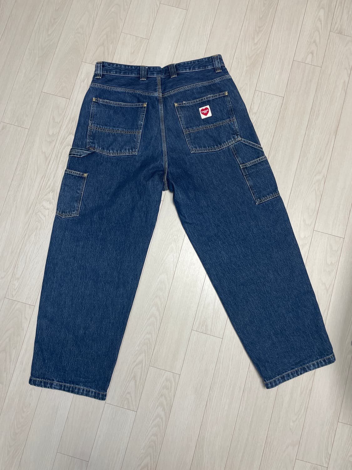 칼하트 WIP 내쉬 루즈 핏 더블 니 팬츠 블루 스톤 워시드 m사이즈 상품이미지3