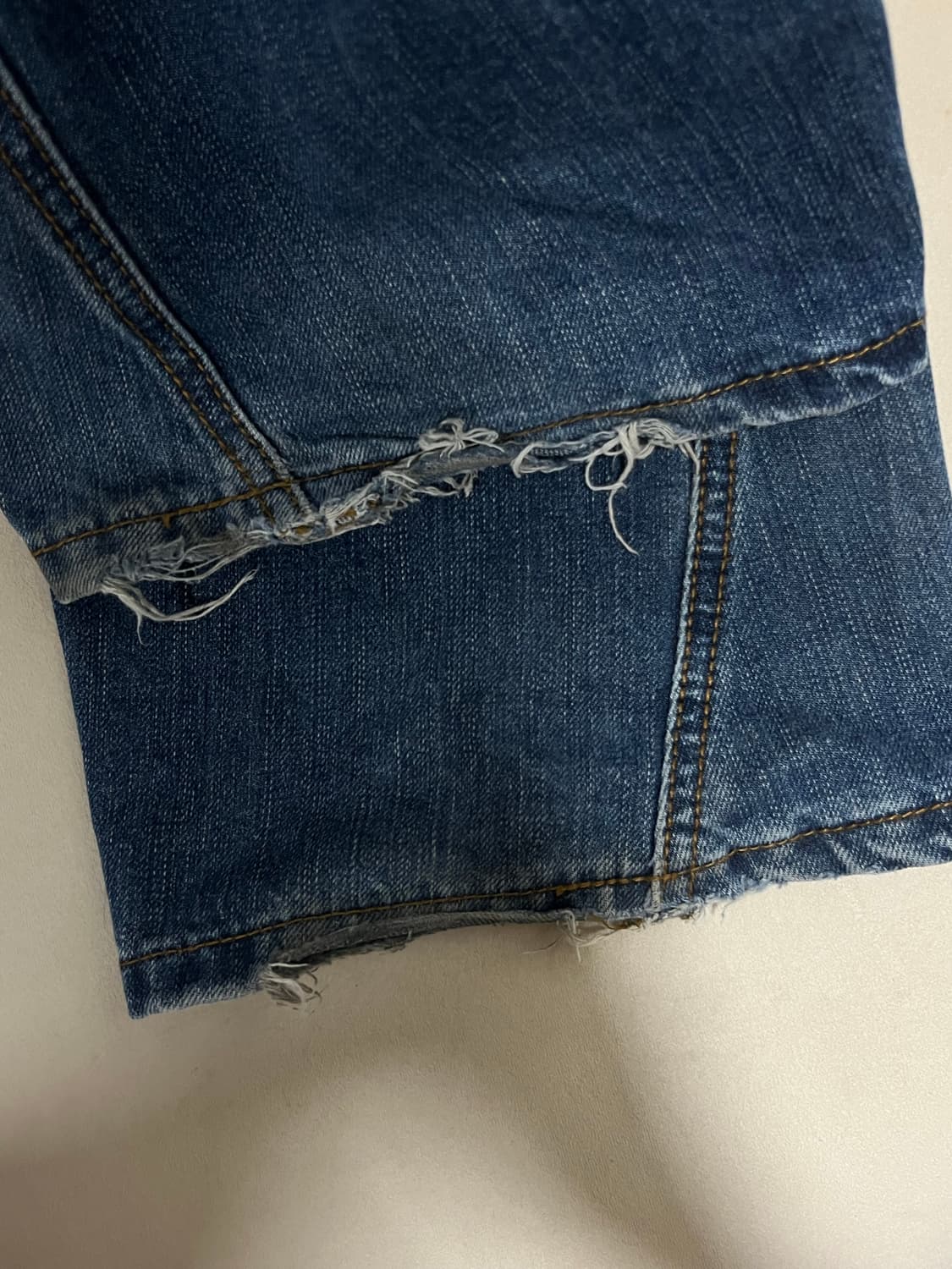 Beaded Waist Denim Pants Indigo Blue 상품이미지8