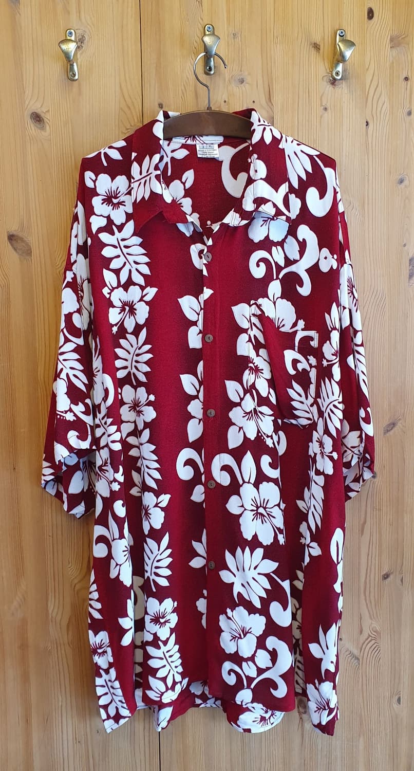 130(4XL) .하와이안 셔츠(딥레드) 상품이미지1