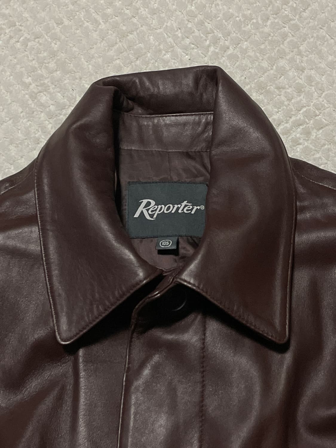 REPORTER 리포터 웨스턴 무드 램스킨 양가죽 레더 카 코트 브라운 상품이미지4