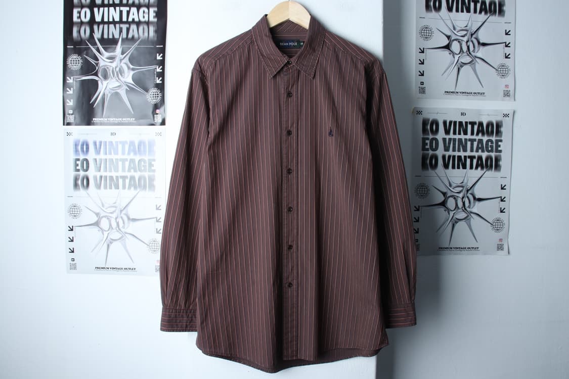 (XL-2XL) 빈폴 셔츠 남방 빅사이즈 스트라이프 브라운-H30667 상품이미지2