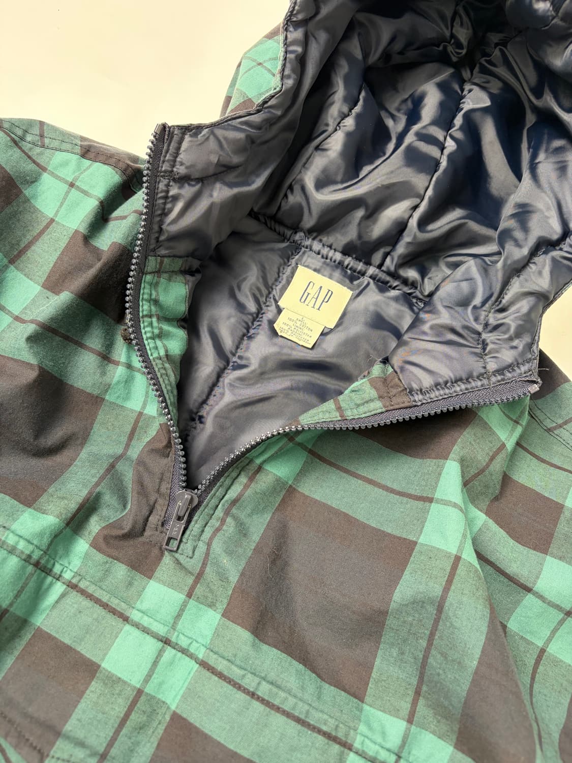90s Gap Plaid Quarter Zip Anorak Puffer  상품이미지6