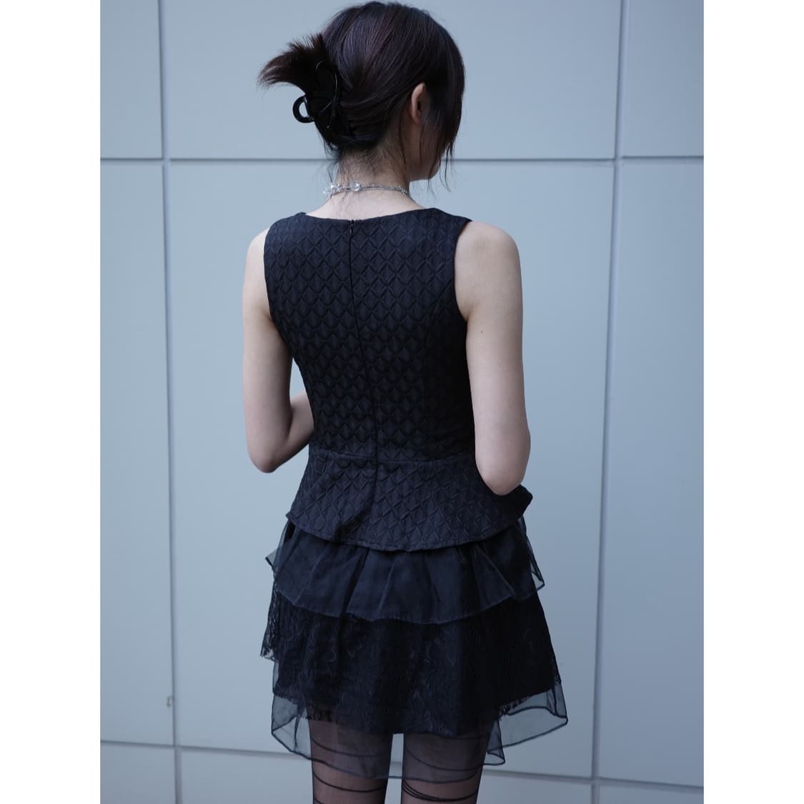 빈티지 블랙 슬리브리스 원피스 상품이미지5