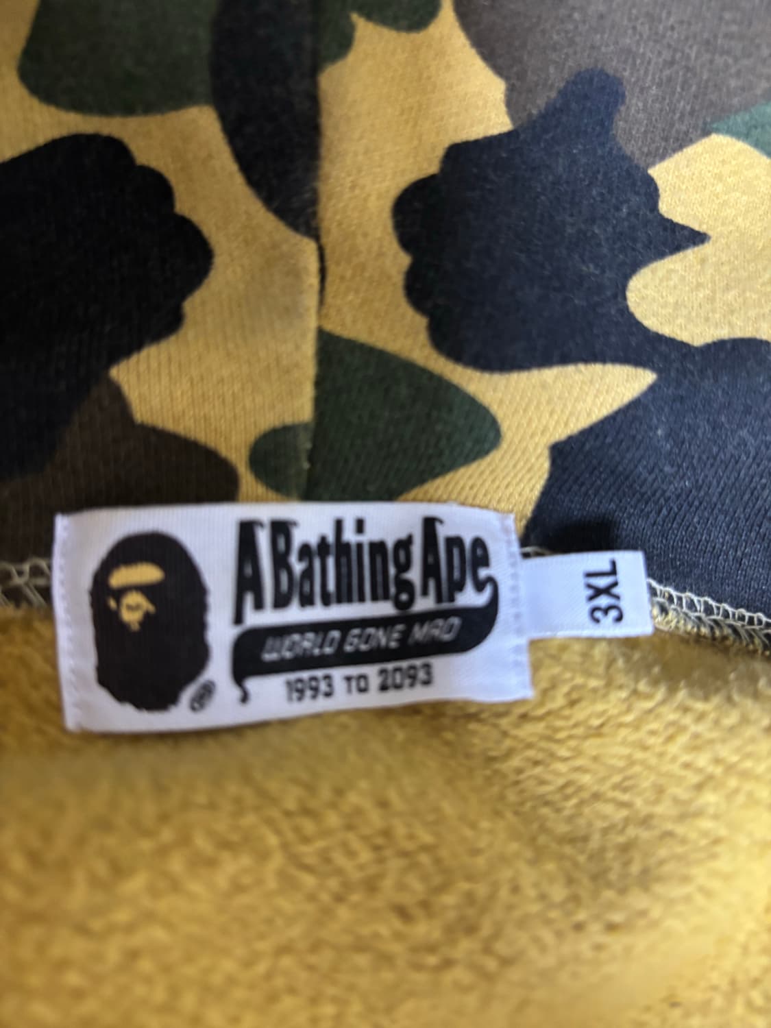 베이프 크레이지 카모 컬리지 후드집업 황계 3XL 상품이미지6