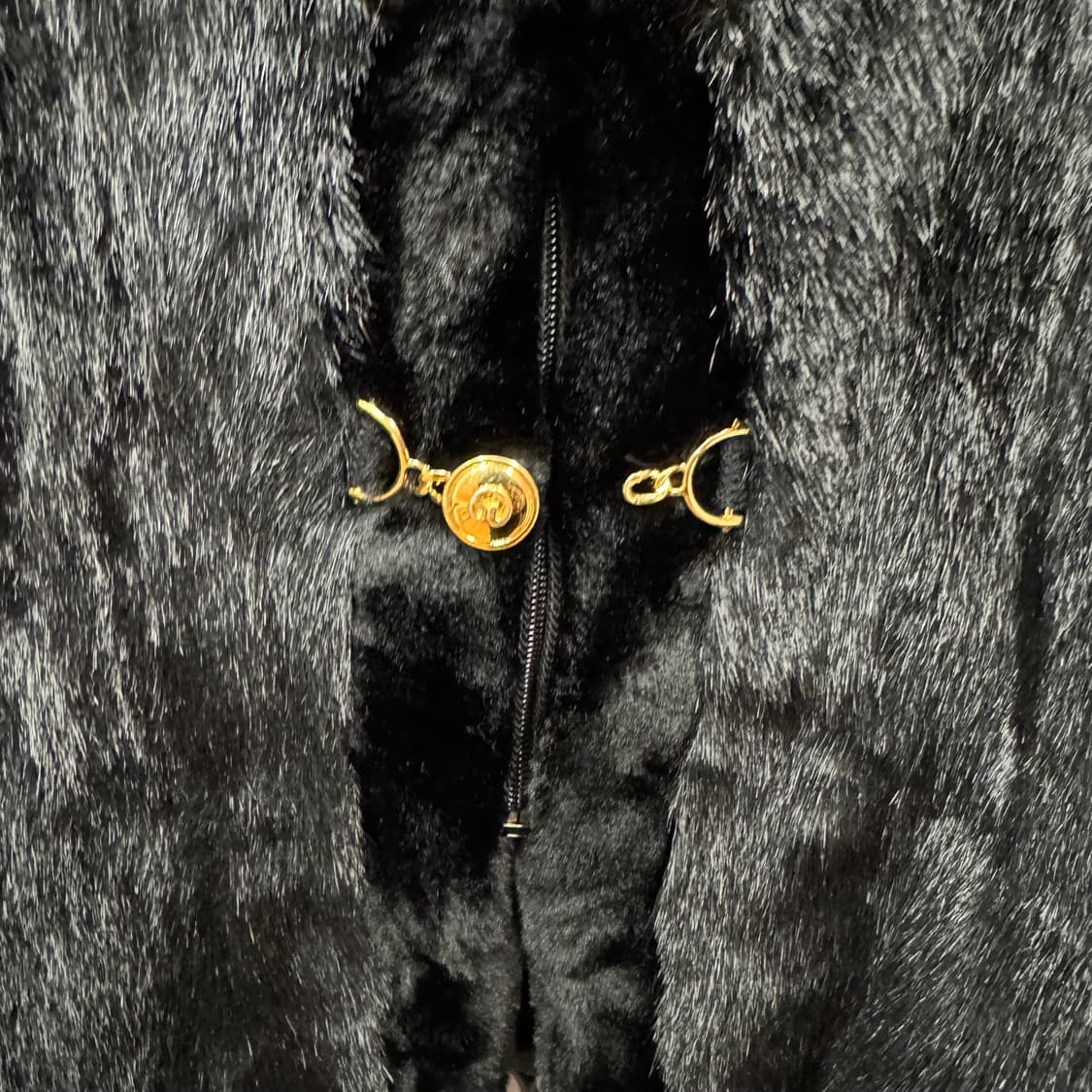 90s 세인트 존 빈티지 퍼카라 퍼자켓 금장 버튼 포인트 블랙 상품이미지7