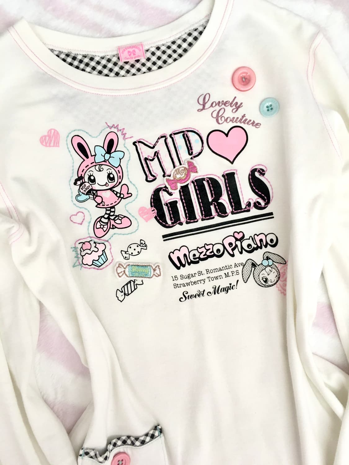 메조피아노 레어 키치 버튼 탑 조지후쿠 갸루 단추 롱슬리브 상품이미지2