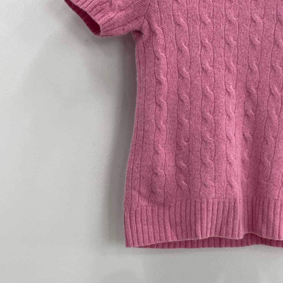 폴로 랄프로렌 캐시미어 블랜드 케이블 꽈베기 핑크 반팔 니트 상품이미지4