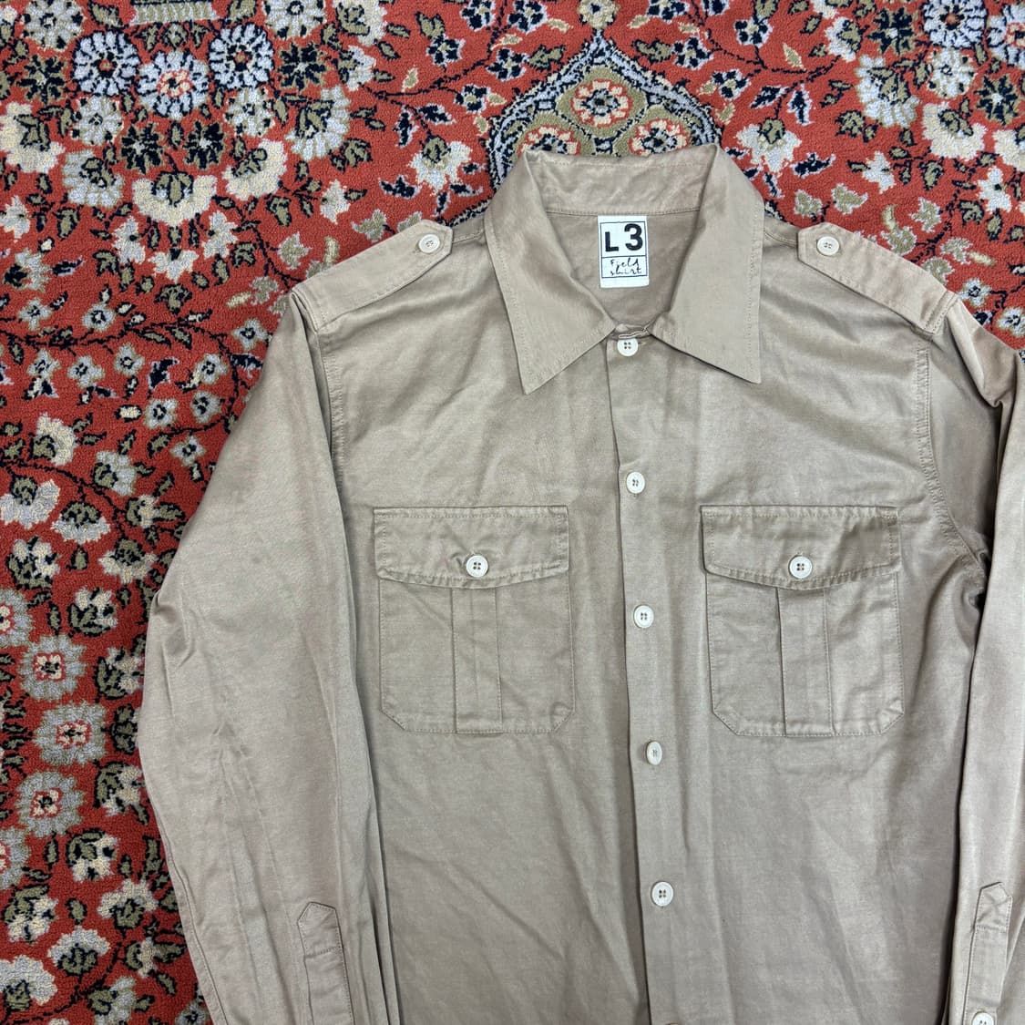 [M] L3 ARMY 빈티지 필드 셔츠 밀리터리 베이지 상품이미지3