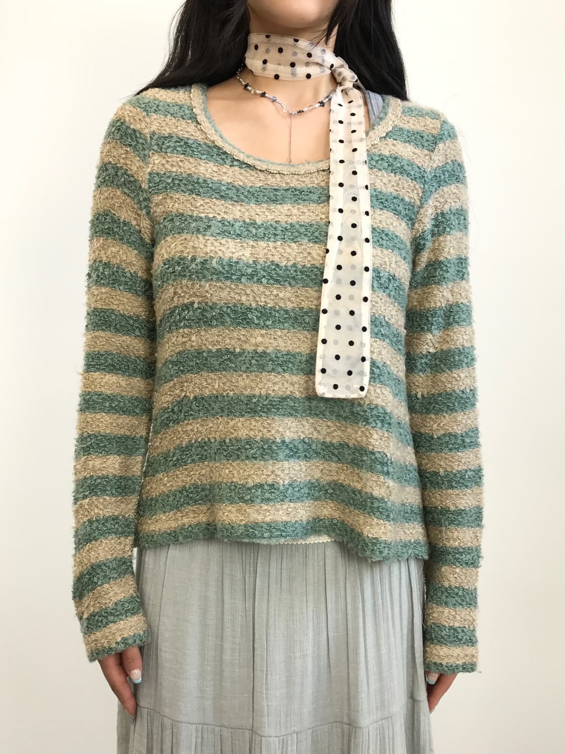 Axes Femme Mint Acrylic Striped Sweater 상품이미지2