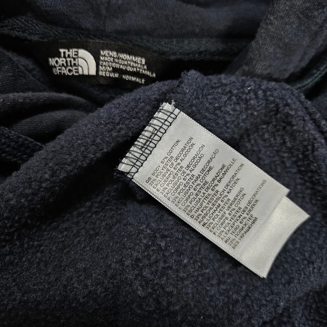 L 노스페이스 빅로고 기모 후드티 네이비 상품이미지5