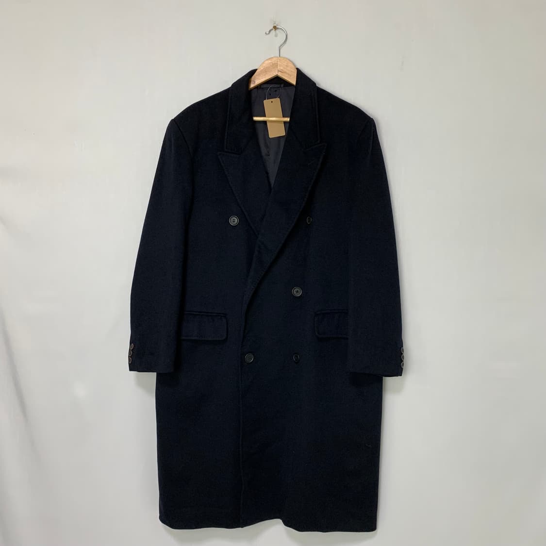 더블 버튼 롱 코트 캐시미어 블랙네이비 100 빈티지 남성코트 남녀공용 상품이미지1
