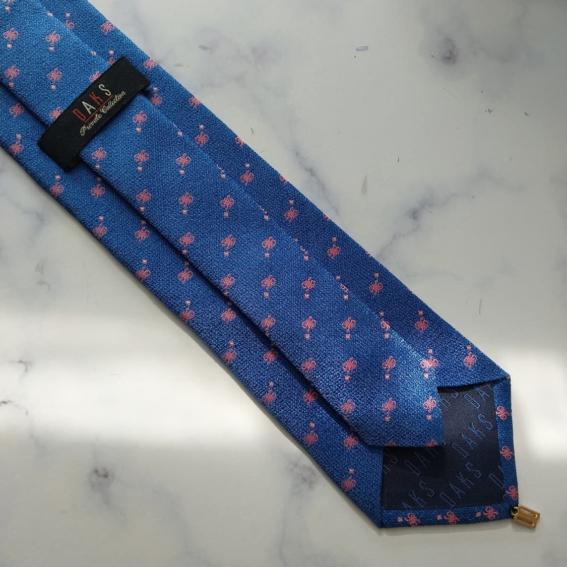닥스 실크 블루 로고 자수 패턴 넥타이 8.3cm A+등급 K2061 상품이미지8