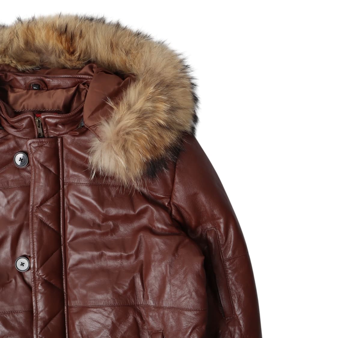 Runnerup 리얼레더 후디 퍼 패딩 상품이미지2