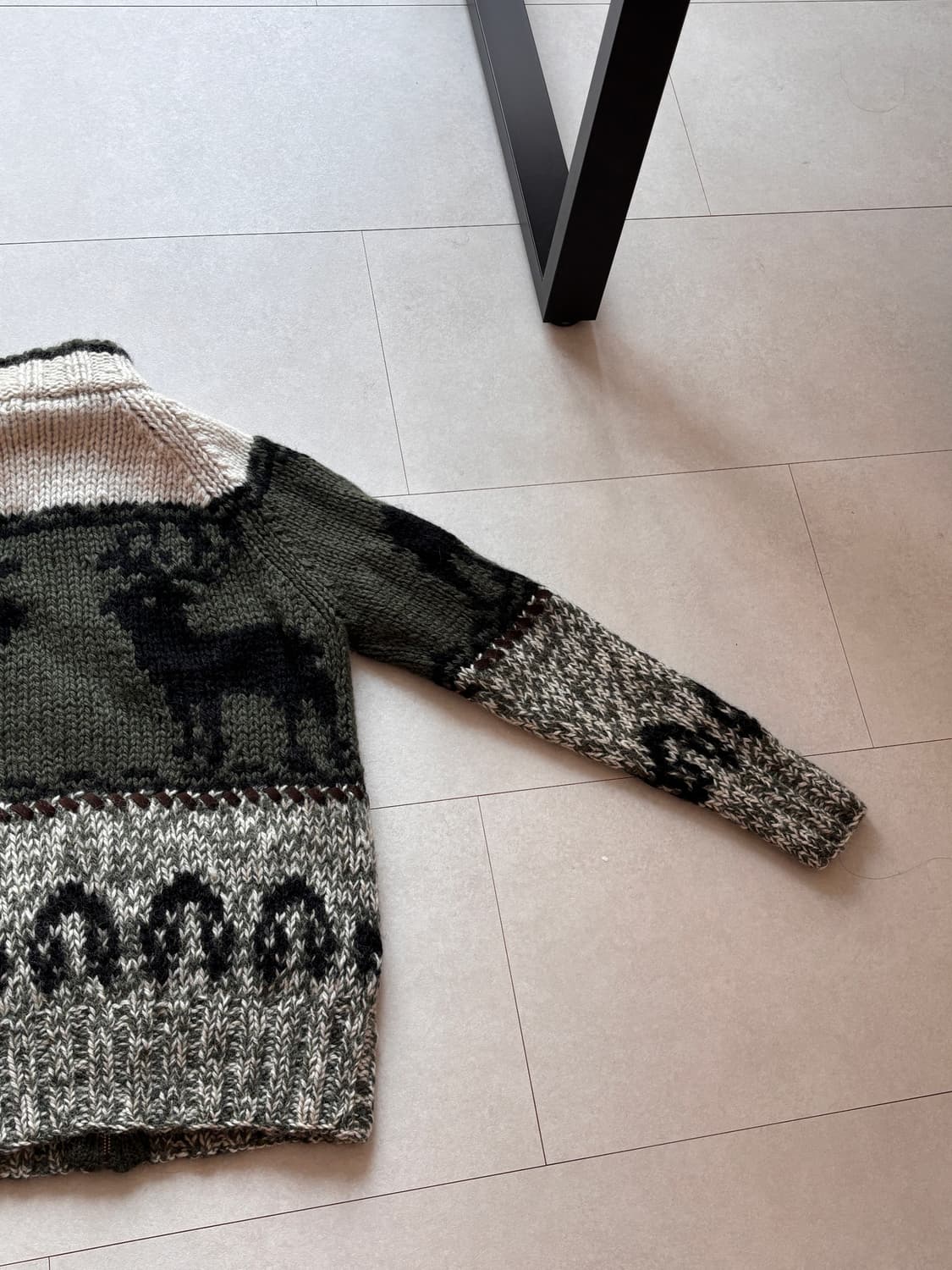 100프로 울 핸드메이드 코위찬 집업 가디건 M 상품이미지9