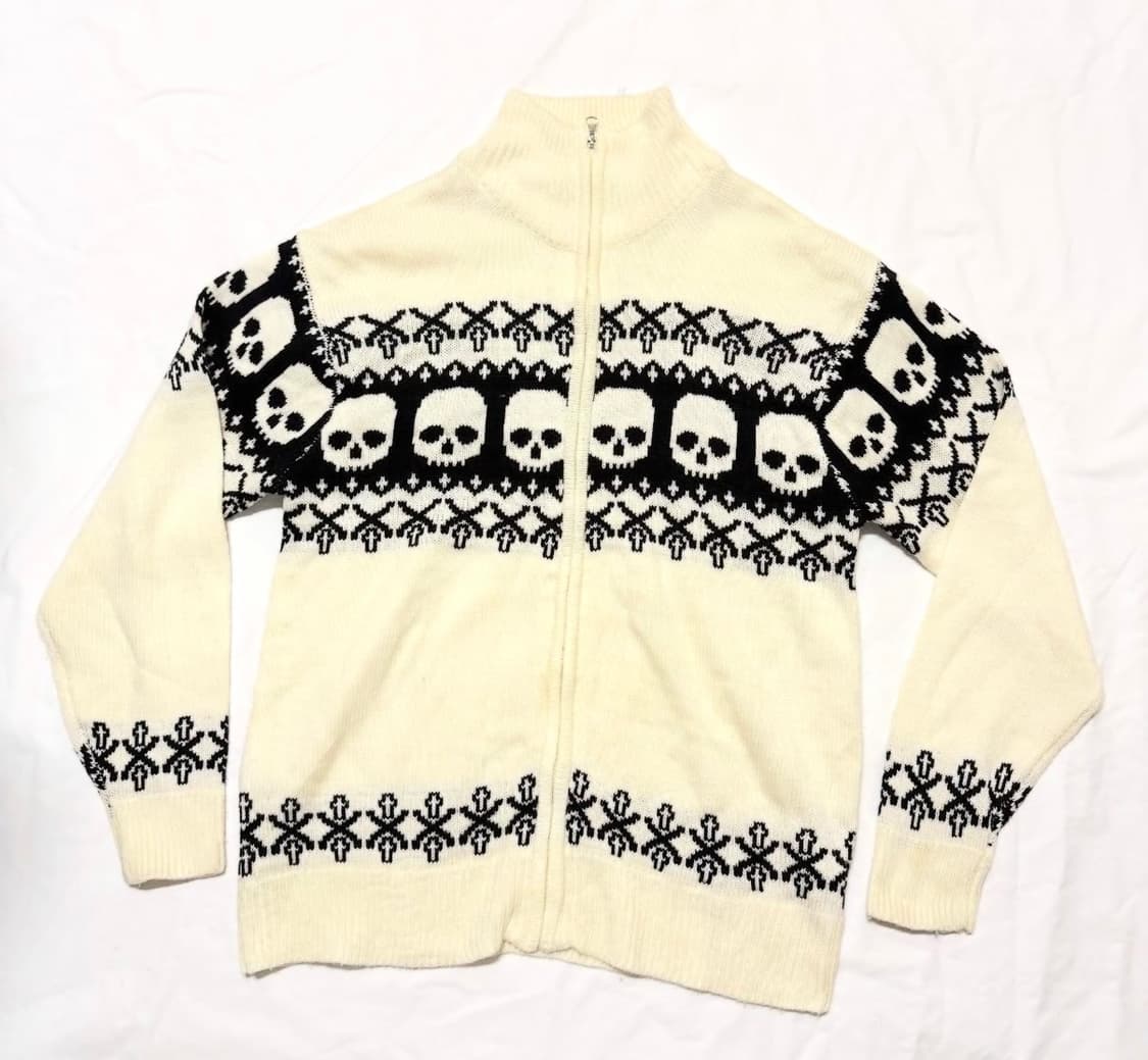 불렛 노이즈 - 스컬 크로스 니트 집업 상품이미지1