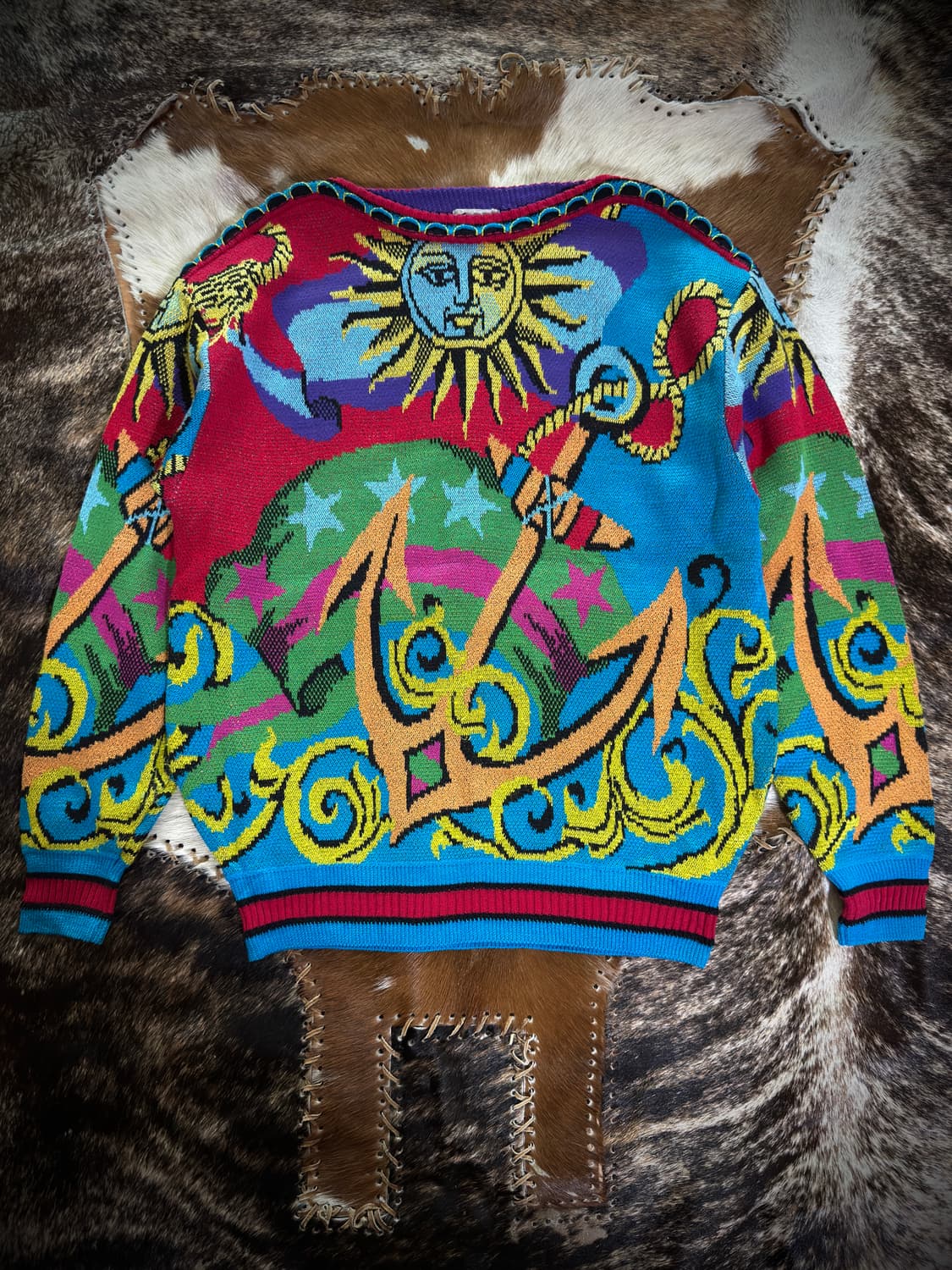 90s YOSHIYUKI KONISHI Psychedelic Sun 니트 상품이미지1