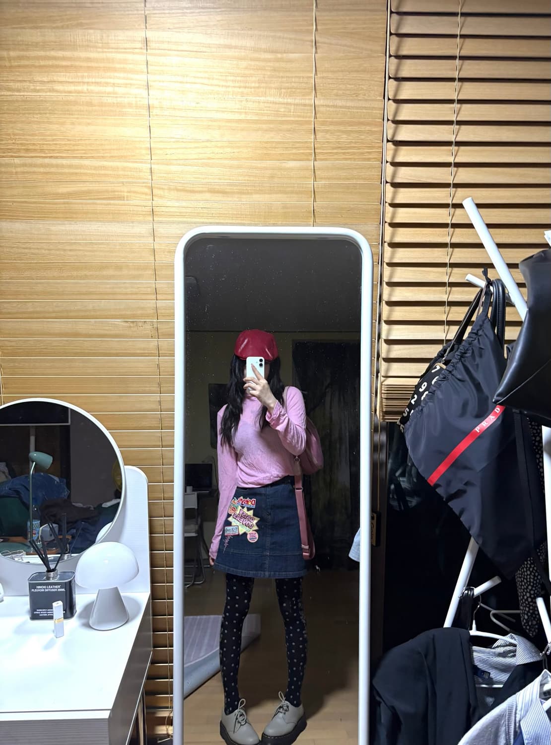 재패니즈 빈티지 데이지 걸즈 자수 패치 프린팅 데님 스커트 상품이미지2