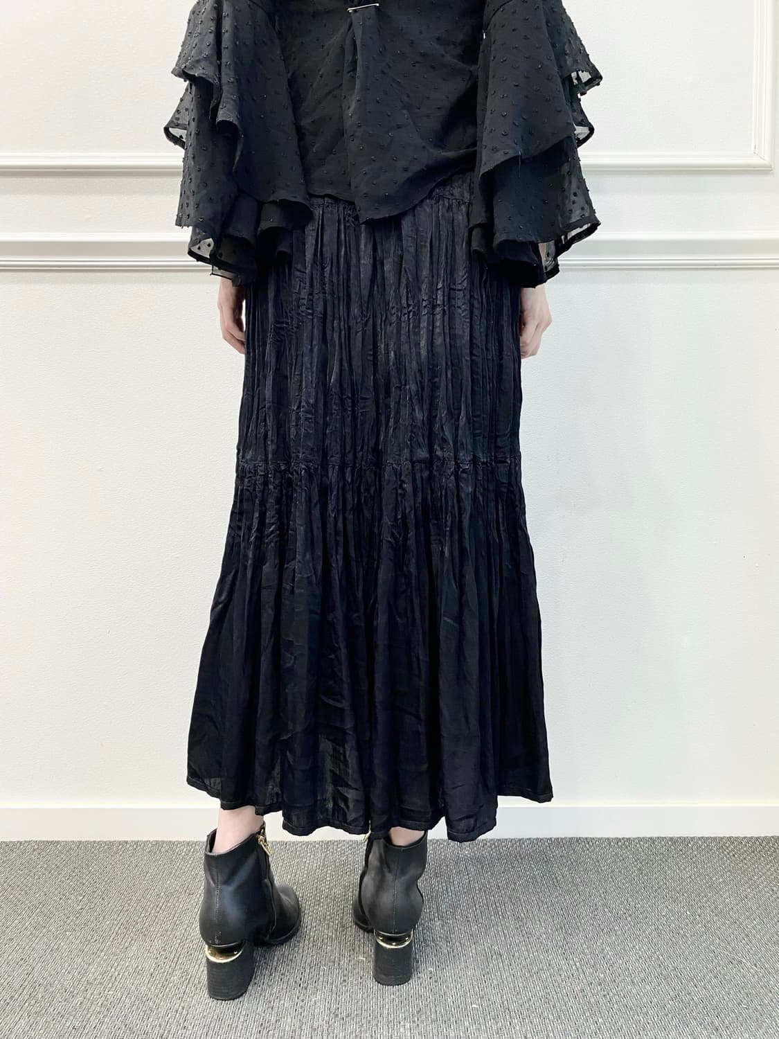Minimal&Gothic Mood Black Long Skirts 상품이미지3