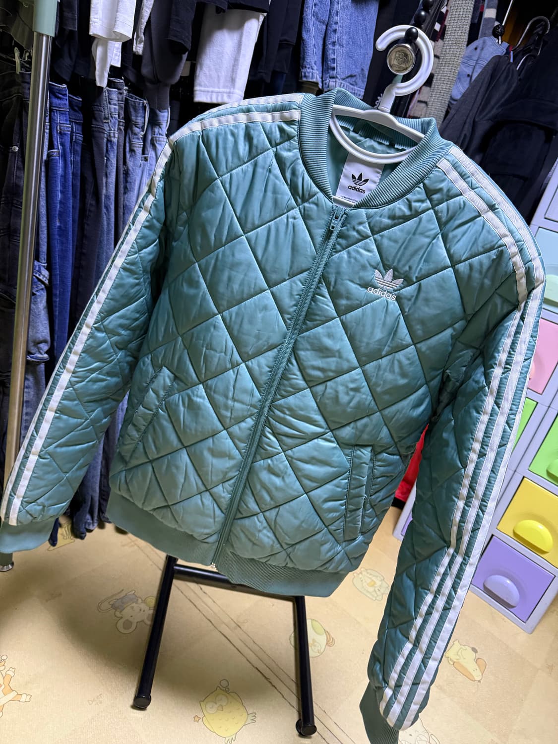 안냐세요 아디다스 슈퍼스타 퀄티드 패딩 자켓 95사이즈 민트(진짜 이쁨) 상품이미지1