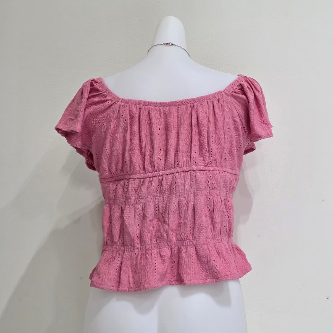 유럽빈티지)로맨틱 히메갸루 핑크튜튜 레이어드 모리걸 펀칭스모크여름블라우스 상품이미지6